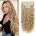 Clip in Hair Extensions REECHO 5PCS Brown Hair Extensions 24" Thick Long Loose Waves hair extensions HE002 Invisible Lace Weft Natural Soft Hairpieces for Women C Dark Blonde with Highlights