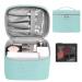 Makeup Bag Travel Large Cosmetic Bag Case Organizer Pouch with Mesh Bag Brush Holder Make Up Toiletry Bags for Women Aqua green Large size