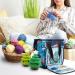 VICARKO Yarn Storage Tote Knitting Bag with Dividers, Pockets, Grommet Holes, Project Storage - Hawaii Blue Small - Buy Online on SooperMarket.com