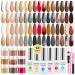 Lavender Violets Dip Powder Nail Kit 30 Colors Morandi Misty Glitter Skin Nude Gold Brown Sage Green Acrylic Liquid Set Base Top Coat Activator Brush Saver with Sticker Manicure Starter B704