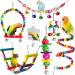 7 Pcs Bird Budgie Toys ESRISE Hanging Bell Pet Bird Cage Hammock Swing Climbing Ladders Toy Wooden Perch Mirror Chewing Toy for Conures Love Birds Small Parakeets Cockatiels Parrot (Muliti-B)