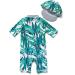 BONVERANO Baby Boys Swimsuit 12-18 Months | Short-Sleeve Zipper One Piece Swimwear | UPF 50+ Sun Protection - Buy Online on SooperMarket.com