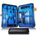 Manicure Pedicure Kit Nail Clippers Set 18 in 1 High Precision Stainless Steel Cutter File Sharp Scissors for Men & Women Fingernails & Toenails Vibrissac Scissors with Stylish Case (Blue_18in1)