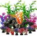 Fish Tank Decorations Plants with Resin Broken Barrel and Cave Rock View, PietyPet 15pcs Aquarium Decorations Plants Plastic,Fish Tank Accessories, Fish Cave and Hideout Ornaments, Aquarium Decor 15 Rock Case,wood, Pant