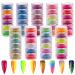 Duufin 54 Colors Pigment Nail Powder Colorful Luminous Powder Iridescent Glitter Pearlescent High Gloss Nail Powder Halo Powder Nails Pigment for Nail Art, Body and Craft Bright