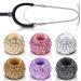 Hicarer 6 Pieces Bling Crystal Stethoscope Charms Nurse Accessories for Work Nurse Vet Crystal Stethoscope Decorations Multiple Colors Purple White Gold Pink Black Yellow