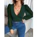 Fayenne Womens Tops Deep V Neck Cross Wrap Sexy Tops Polka Dot Mesh Long Sleeve T Shirt Casual Blouses XL Dark Green - Buy Online on SooperMarket.com