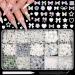 BELICEY White Bow Nail Art Charms 1000PCS Multi Shapes Pearl Heart Flowers Bowknot Nail Jewels Charms Resin Kawaii Pretty Nail Charms for DIY Decorations Nail Art Design with Tweezer Pickup Pencil A-White