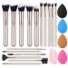 Makeup Brushes MAANGE 16 Pcs Professional Makeup Brushes Set with Makeup Sponges 4 Pcs and 1 Brush Cleaner Kabuki Foundation Brush for Liquid Eye Make Up Brush Tool for Travel (Champagne Gold)
