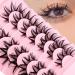Heracks False Eyelashes Faux Mink Wet Look D-curl Cat-Eye Japanese Style Cosplay Spiky Anime Lashes 20 mm Long Dramatic Thick 7 Pair 7P-Wet-S23