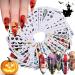 48 Sheets Halloween Nail Art Stickers Decals Kalolary Halloween Water Transfer DIY Nail Decals Stickers Pumpkin/Bat/Ghost/Skull/Spider web/Devil Nails Design Halloween Decor