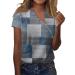 Womens Short Sleeve Tops Oversized V Neck Pullover Trendy Loose Shirt Top Printed Casual Button Down T Shirt 1-blue 3X-Large