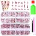 Nail Art Rhinestones Kit Pink AB Crystal Nail Gems Stones Flatback  Wsimily 1620 Pcs Shiny Mixed Nail Rhinestones Beads for DIY Manicure Decor Craft with Tweezers Storage Organizer Box Picker Pencil