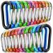 STURME 2" Aluminum D Ring Carabiners Clip D Shape Spring Loaded Gate Small Keychain Carabiner Clip Set Outdoor Camping Mini Lock Snap Hooks Spring Link Key Chain Durable Improved 24 PCS Assorted