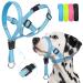 Weesiber soft dog collar adjustable dog head dishes padded no pulling halter with reflective safety strips for training and walking (blue m) medium blue