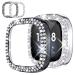 [2Pack] Tensea Compatible for Fitbit Versa 3 Fitbit Sense Bling Protector Case, Versa3 / Sense Accessories Hard PC Diamond Frame Cover Bumper for Women (Black/Silver)