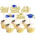 Rsstarxi 24 Pack Class of 2024 Cupcake Toppers 2024 Graduation Food Appetizer Picks 2024 Congrats Grad Cap Done Diploma Cupcake Picks for 2024 Graduation Theme Party Cake Decorations Gold Blue