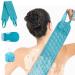 S&R PLKOP Exfoliating Back Scrubber for Shower, Exfoliating Glove and Shower Loofah Set(3 Packs), Bath Exfoliating Body Scrubber for Women(31.5 * 3.7 inch) 3 Piece Set Green