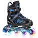 Soldow Adjustable Inline Skates for Women and Men with Full Light Up Wheels, Black Outdoor Roller Skates for Girls and Boys, Hard Beginner Rollerblades Skates for Kids Youth Teens Adults Black Large - Youth & Adult