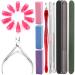 Cuticle Pusher and Cutter Remover - Borogo 23Pcs Double Sided Nail File, Rectangular Nail Buffer, Come with Cuticle Nipper Pedicure Cleaner Tool For Fingernail and Toenail Silver