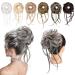 REECHO Messy Bun Hair Piece 1PC Super Long Tousled Updo Hair Bun Extensions Wavy Ponytail Hair Scrunchies with Elastic Band Hair Accessory for Women - Gray and Brown Mix