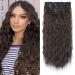 Clip in Hair Extensions REECHO 5PCS Brown Hair Extensions 24" Thick Long Loose Waves hair extensions HE002 Invisible Lace Weft Natural Soft Hairpieces for Women C Dark Chocolate Brown