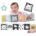 Baby Steps Angel Bear Black White High Contrast Baby Soft Cloth Book Tummy Time Toys Baby Safe Mirror Teether Early Educational for Infants Toddlers Sensory 0-3 Yrs Newborn Crinkle Book for Babies