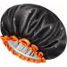 Kids Small Black Shower Cap | Double Layers Waterproof Bathing Hair Cap | Reusable & Comfortable | Non-fading & Stretchy Shower Hat | Pack of 1 Black + Orange - Buy Online on SooperMarket.com