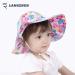 LANGZHEN Tropical Flowers Sun Hat for Toddler Girls | Adjustable Wide Brim Beach Play Hat with Chin Strap | Ages 2-4 Years - Buy Online on SooperMarket.com