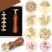 Chrisfall 6 Pcs Floral Wax Seal Stamp Set for Wedding Greeting Cards - Botanical Sealing Stamper Kit with Wooden Handle and Brass Head - Buy Online on SooperMarket.com