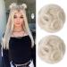 REECHO 2 PCS Mini Claw Clip in Messy & Cat Ears Hair Bun Extensions Wig Accessory Updo Hairpieces for Women Girls (Pack of 2-3.5" Wavy Light Blonde) Pack of 2 - 3.5" Wavy Light Blonde