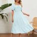 2023 Women's Casual Ruffle Sundress | Smocked Flowy Maxi Dress | Square Neck Plaid | Pink X-Large - Buy Online on SooperMarket.com
