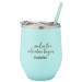 and So The Adventure Begins - Personalized Insulated Wine Tumbler with Lid  Stainless Steel Insulated Travel Mug with Straw  Graduation, Promotion, Going Away, Job Change, Teacher - Adventure Awaits Mint 12 oz
