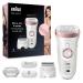 Braun Silk- pil 9 Epilator women / hair remover for long-lasting hair removal shaving and trimmer attachment micro grip tweezers technology high-frequency massage attachment 9-725 white / rose gold silk- pil 9-725