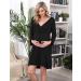Bresdk Women's Maternity Nightdress - Long Sleeve Breastfeeding Nightgown for Pregnant Women - Loungewear Pyjamas in Black - Buy Online on SooperMarket.com