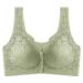 LoRier Comfortable Snap Lace Bras Everyday Wireless Cotton Comfort Bras with Full Coverage for Women and Girls L Green