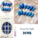 Luvadeyo 24 PCs Blue Gradient Coffin Press on Nails | Glitter Artificial False Nails for Women & Girls | Double-Sided Adhesive Tabs Included - Buy Online on SooperMarket.com