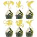24 pieces kite tortendeco glitter fantasy birthday cake topper for flying kite theme baby shower children birthday party cake decorations accessories gold pattern 12-gold dragons