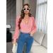 Fayenne Womens Tops Deep V Neck Cross Wrap Sexy Tops Polka Dot Mesh Long Sleeve T Shirt Casual Blouses S Deep Pink - Buy Online on SooperMarket.com