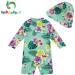 UPF 50+ Sun Protection Baby Girls Swimsuit with Snap Bottom | Green Flower | 18-24 Months - Buy Online on SooperMarket.com