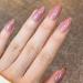 Novo Ovo Medium-Length Oval Almond Dark Pink & Gold Glitter French Tip Press-On Nails | Chrome Artificial Fingernails | Easy Sticking with Glue - Buy Online on SooperMarket.com