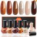 modelones Nail Polish Set Fall Winter 6 Colors Nail Polish Kit Gold Glitter Brown Quick Dry Nail Polish Manicure DIY Nail Art Salon Home Gift For Women