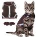 Cat harness escape-proof with leash cat leash with harness for cats cat reflective stripe chest harness adjustable breathable 150cm cat leash for large cats (L brown) brown L