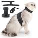 HEYWEAN Cat Harness and Leash Set Dual Adjustable Magic Tapes Escape Proof Kitten Harness Small Medium Large Cat Harness for Cat Travel Outdoor Walking Soft Cat Harness with Lead Reflective Strips L Dark Grey