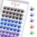Colored Lash Clusters DIY Eyelash Extensions 72 C/D Curl Colored Cluster Lashes Brown Blue Purple Green Red Individual Lashes Cluster Eyelash Clusters Thin Band DIT at Home(Volume Mix Color-D 16mm)