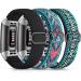 Maledan 3 Pack Elastic Band Compatible with Fitbit Charge 4 and Fitbit Charge 3 Bands for Women Men, Adjustable Stretchy Sport Strap Soft Nylon Wristband for Charge 4/ Charge 3/ 3SE Accessories Black/ Green Arrow/ Boho Flower