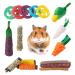 Fanshiontide 19 In 1 Bunny Chew Toys for Teeth Rabbit Chew Toys Timothy Hay Sticks Rabbit Toys Treats for Bunny Loofah Wood Grass Carrots Corn Chew Toys for Rabbit Guinea Pig Hamster Chinchilla