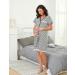 Uniexcosm Maternity Nursing Nightdress Short Sleeve Button Down Grey Stripe Sleepwear - Buy Online on SooperMarket.com