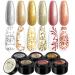 Saviland Gel Nail Polish Set - 6 Colors Metallic Painted Gel Polish Soak Off Emboss U V LED Glitter Gel Nail Art Manicure Kit for Beginners Professionals Home DIY Nail Salon Silver