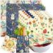 Reusable Beeswax Wrap - 9 Pack Beeswax Wraps for Food Eco-Friendly Beeswax Food Wraps Bread Sandwich Food Wrap - Organic Sustainable Zero Waste Plastic-Free Food Storage 1XL 3M 5S 9 Pack(Forest Animals)